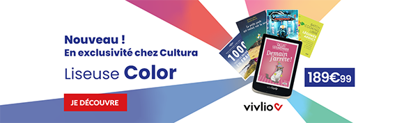 Bannière promotionnelle pour la sortie de la liseuse Vivlio Color.