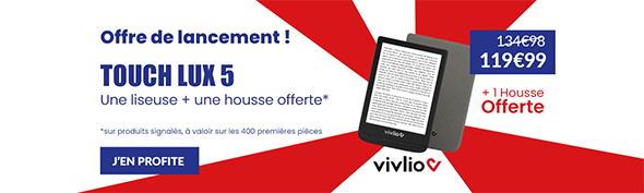 Bannière promotionnelle pour le lancement de la liseuse Vivlio Touch Lux 5.